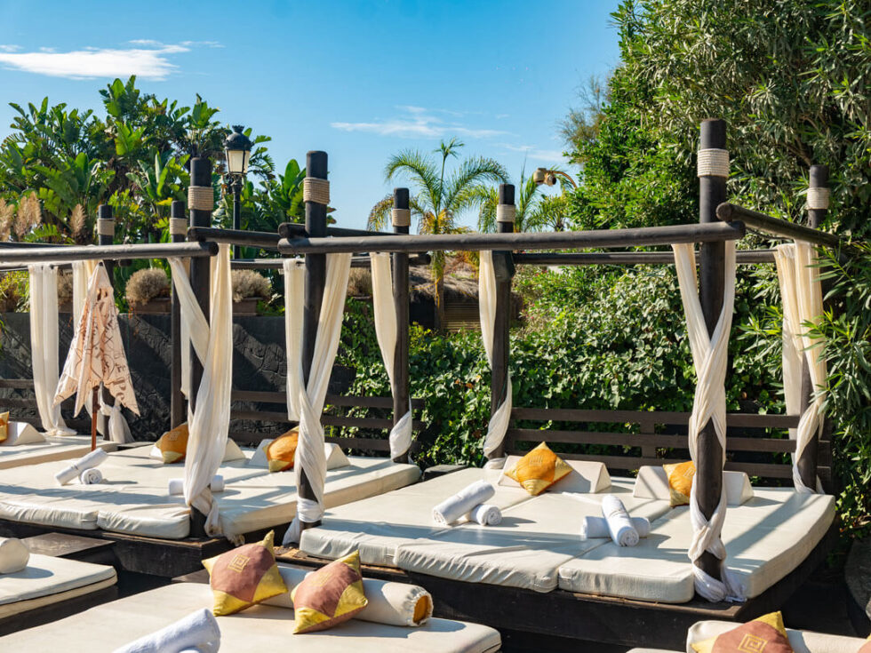 Marbella beach club pool beds at La Sala by the Sea